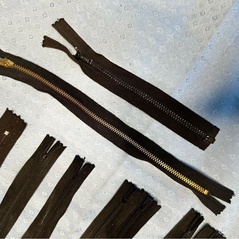 Vintage 60s Selection of 12 unused black zips mostly 7”